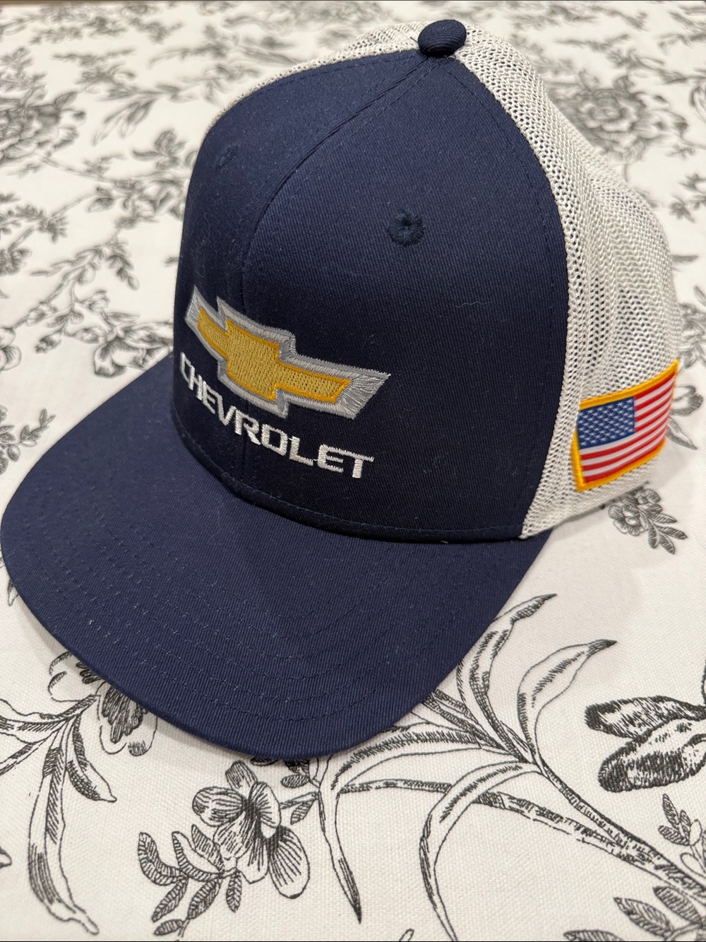 Men's Navy and White Mesh Chevy Trucker Hat by RED LBL